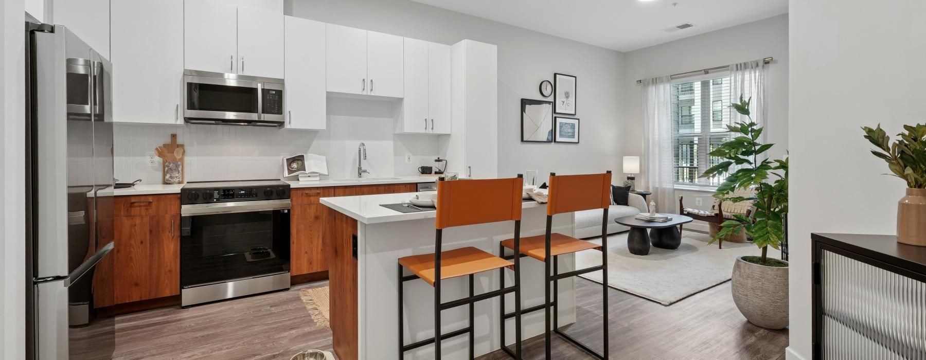 Well-lit kitchen with ample counter space