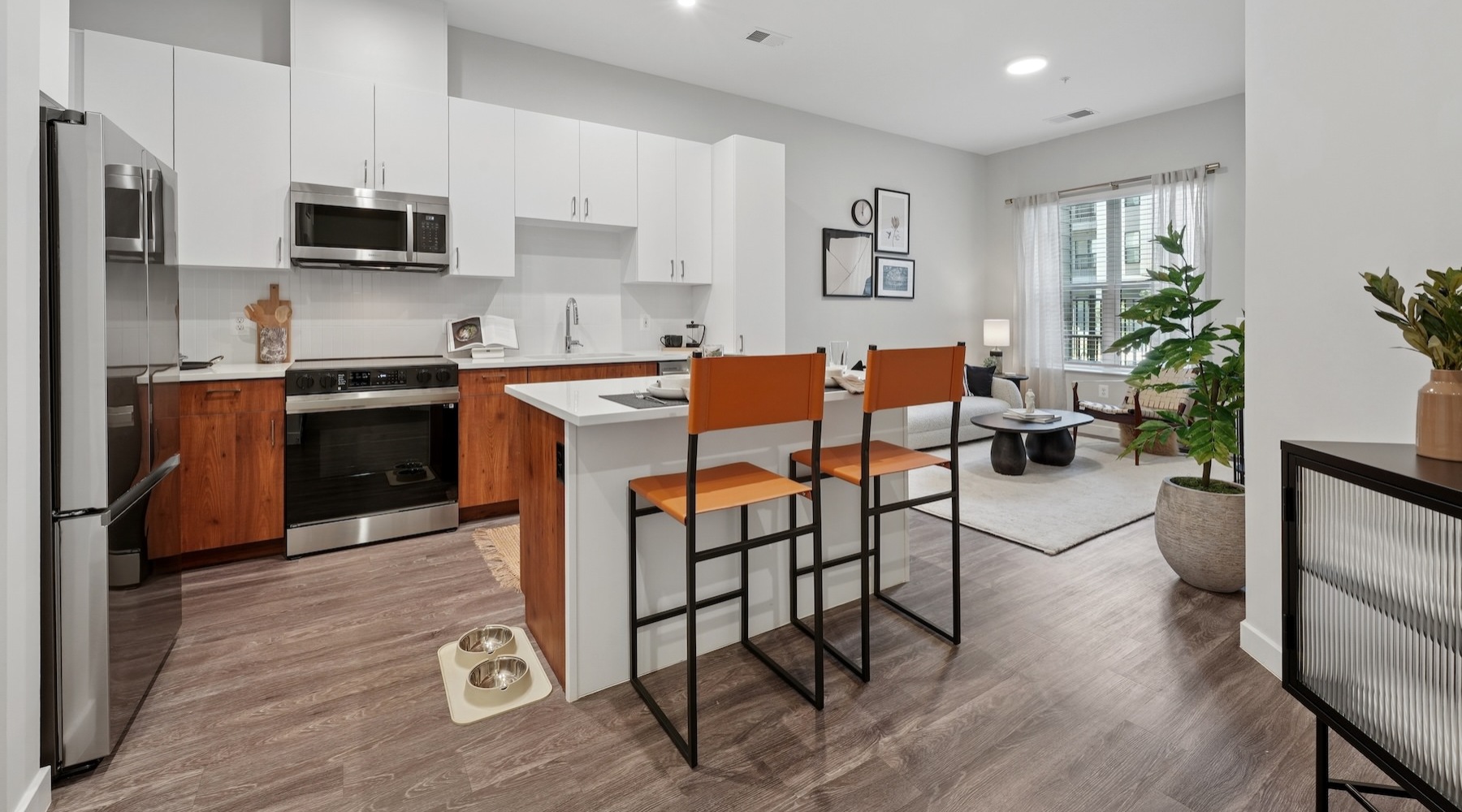 kitchen with white cabinets and stainless steel appliances