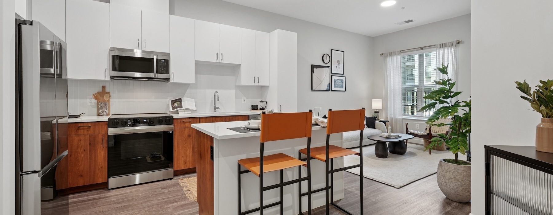 kitchen with white cabinets and stainless steel appliances