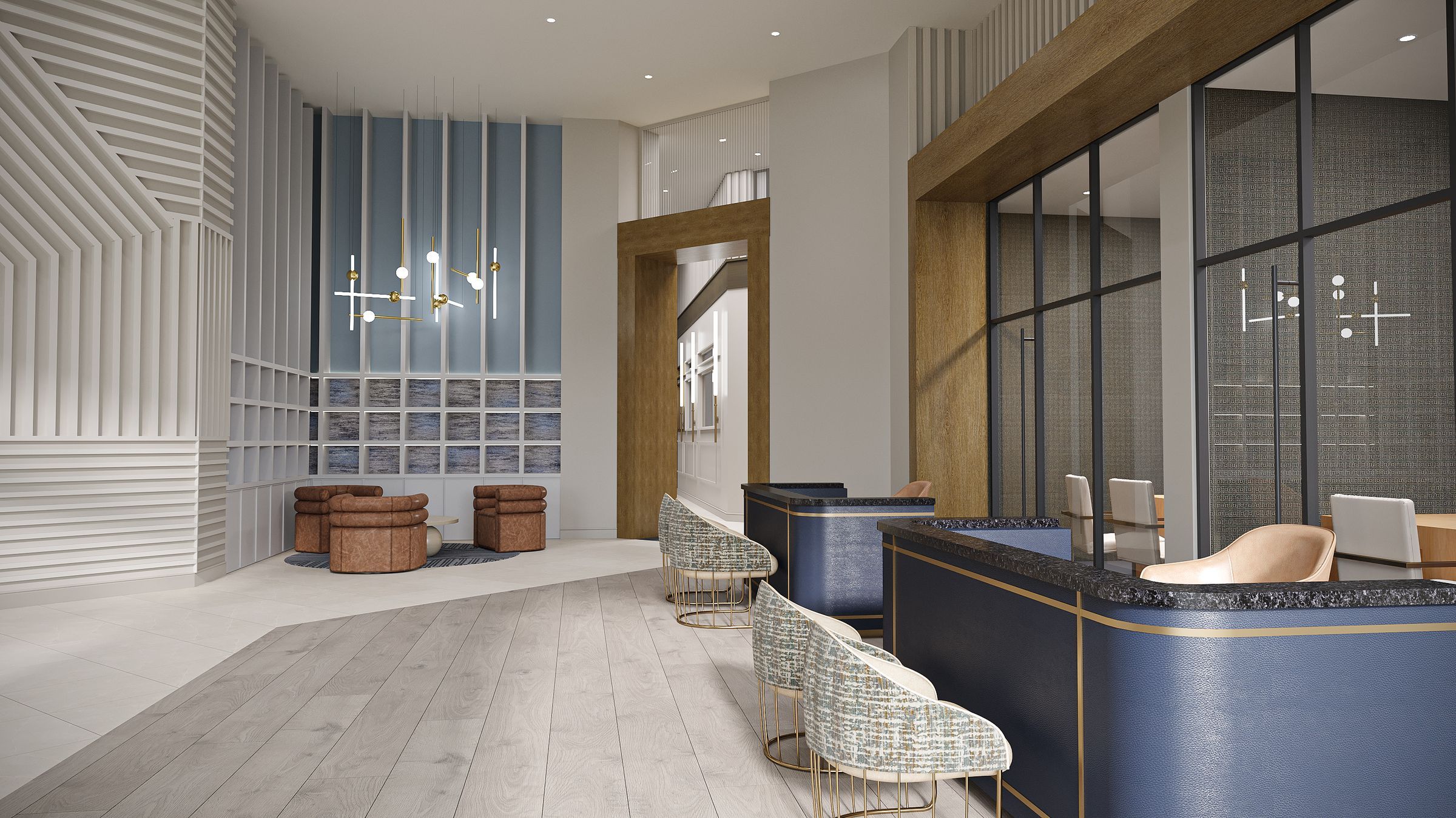 Alta Nova luxury apartment building rendering of lobby area with modern design